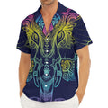 Rainbow Indian Elephant Print Men's Deep V-Neck Shirt