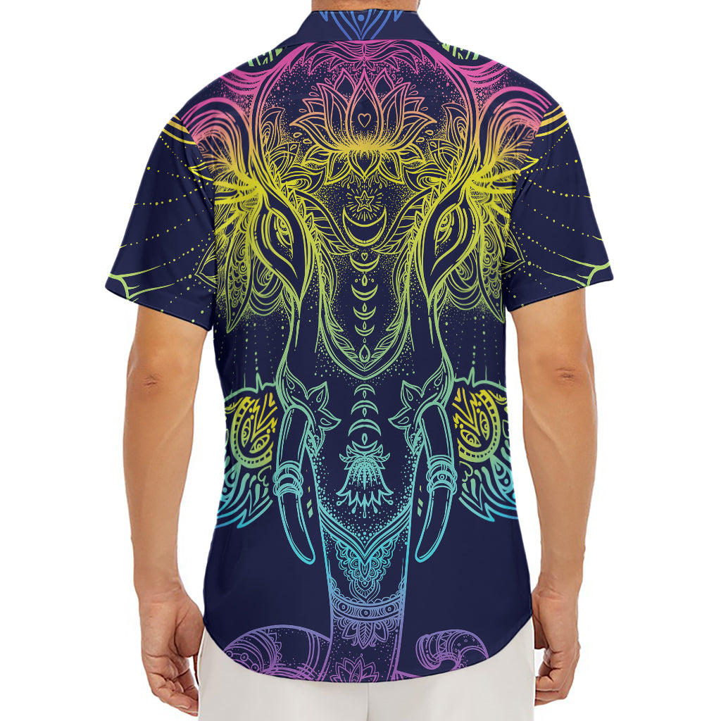 Rainbow Indian Elephant Print Men's Deep V-Neck Shirt