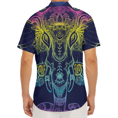 Rainbow Indian Elephant Print Men's Deep V-Neck Shirt