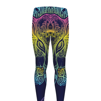 Rainbow Indian Elephant Print Men's leggings