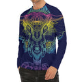 Rainbow Indian Elephant Print Men's Long Sleeve Rash Guard