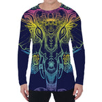 Rainbow Indian Elephant Print Men's Long Sleeve T-Shirt