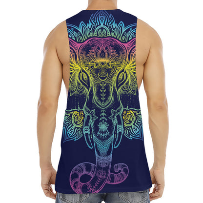 Rainbow Indian Elephant Print Men's Muscle Tank Top
