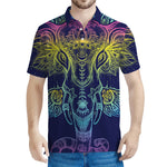 Rainbow Indian Elephant Print Men's Polo Shirt