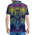 Rainbow Indian Elephant Print Men's Polo Shirt