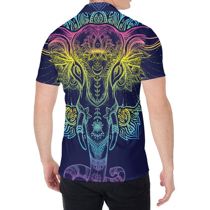 Rainbow Indian Elephant Print Men's Shirt