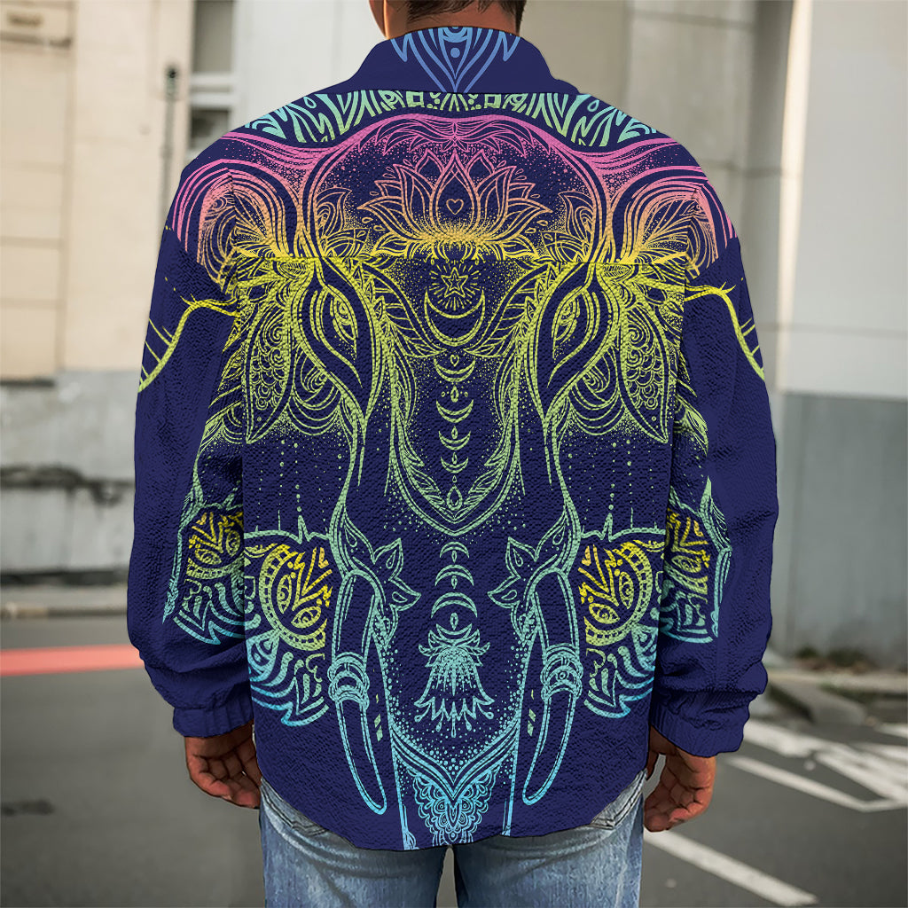 Rainbow Indian Elephant Print Men's Shirt Jacket