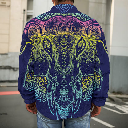 Rainbow Indian Elephant Print Men's Shirt Jacket