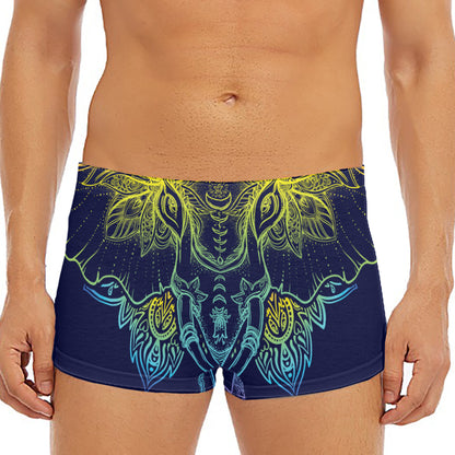 Rainbow Indian Elephant Print Men's Short Boxer Briefs
