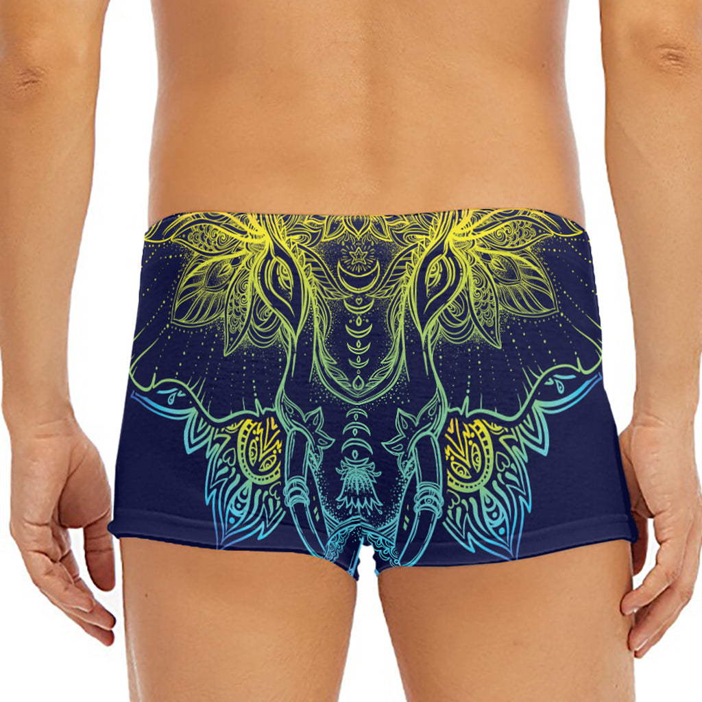 Rainbow Indian Elephant Print Men's Short Boxer Briefs