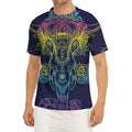Rainbow Indian Elephant Print Men's Short Sleeve Rash Guard