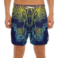 Rainbow Indian Elephant Print Men's Split Running Shorts