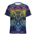 Rainbow Indian Elephant Print Men's Athletic T-Shirt
