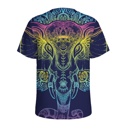 Rainbow Indian Elephant Print Men's Sports T-Shirt