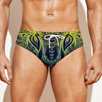 Rainbow Indian Elephant Print Men's Swim Briefs