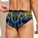 Rainbow Indian Elephant Print Men's Swim Briefs