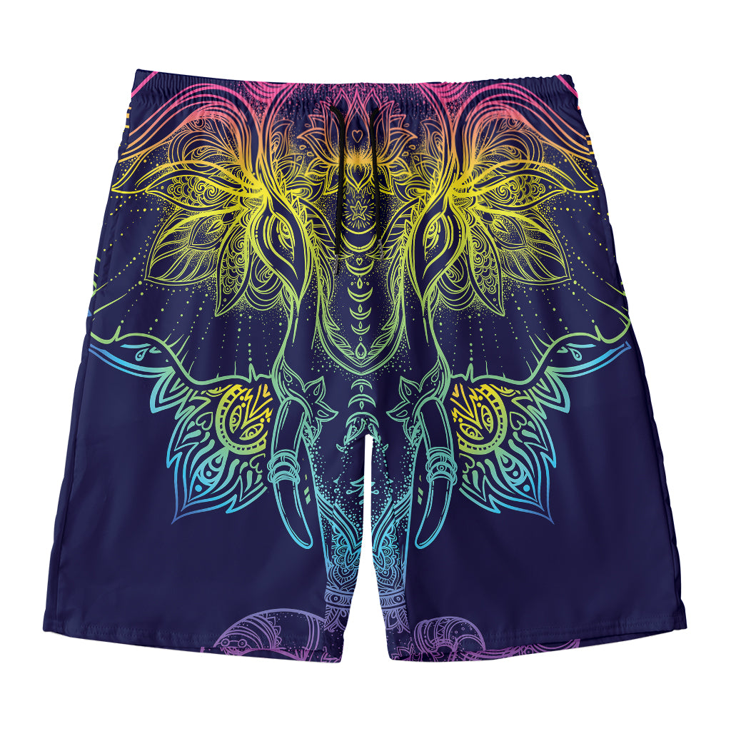 Rainbow Indian Elephant Print Men's Swim Trunks