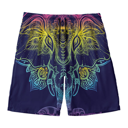 Rainbow Indian Elephant Print Men's Swim Trunks