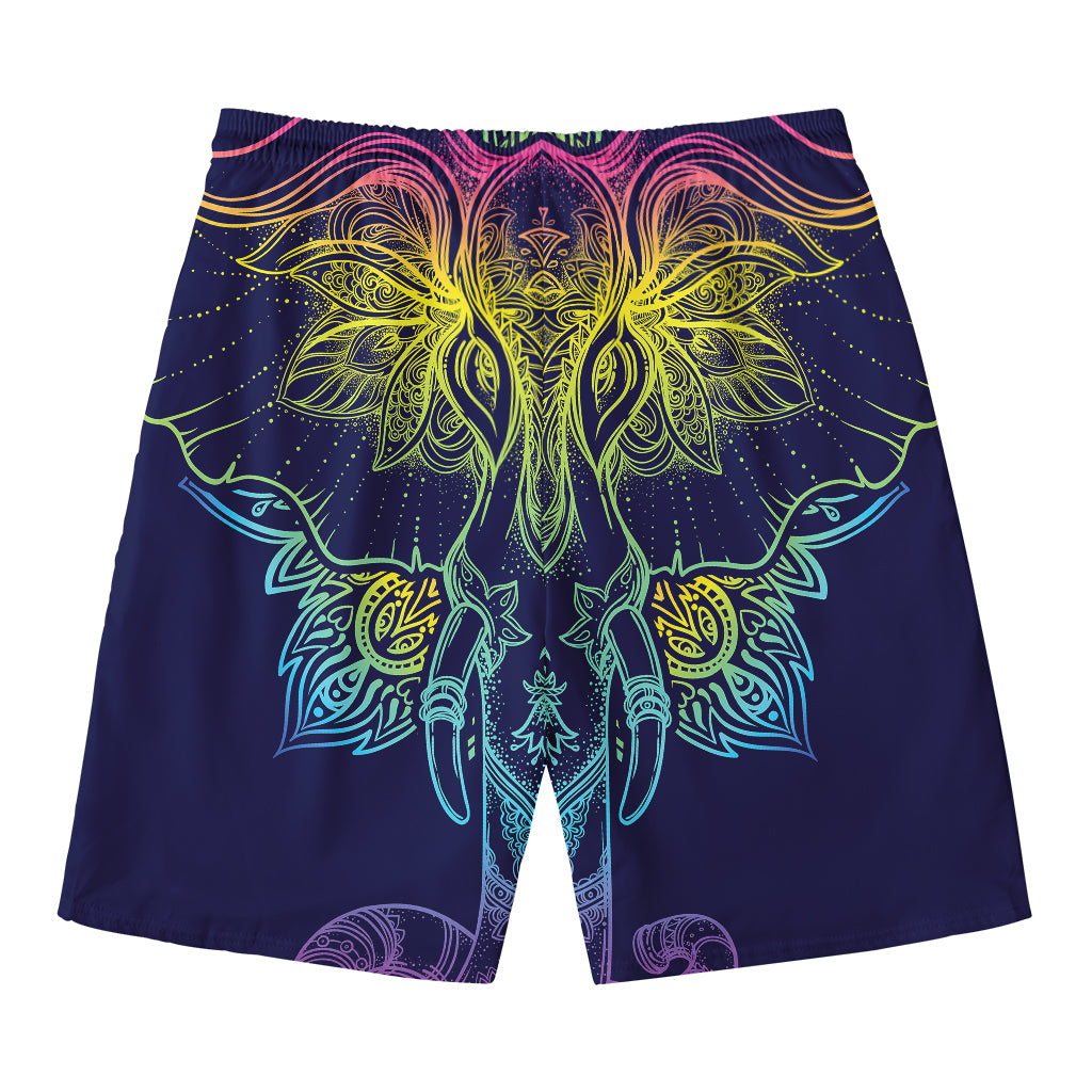 Rainbow Indian Elephant Print Men's Swim Trunks
