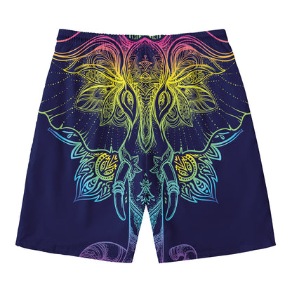 Rainbow Indian Elephant Print Men's Swim Trunks