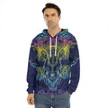 Rainbow Indian Elephant Print Men's Velvet Pullover Hoodie