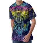 Rainbow Indian Elephant Print Men's Velvet T-Shirt