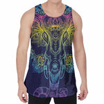 Rainbow Indian Elephant Print Men's Velvet Tank Top