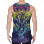 Rainbow Indian Elephant Print Men's Velvet Tank Top