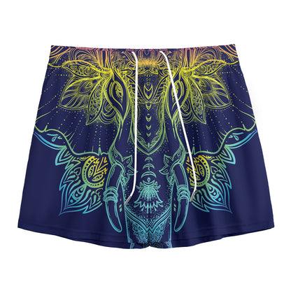 Rainbow Indian Elephant Print Mesh Shorts