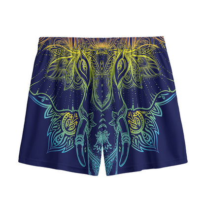 Rainbow Indian Elephant Print Mesh Shorts