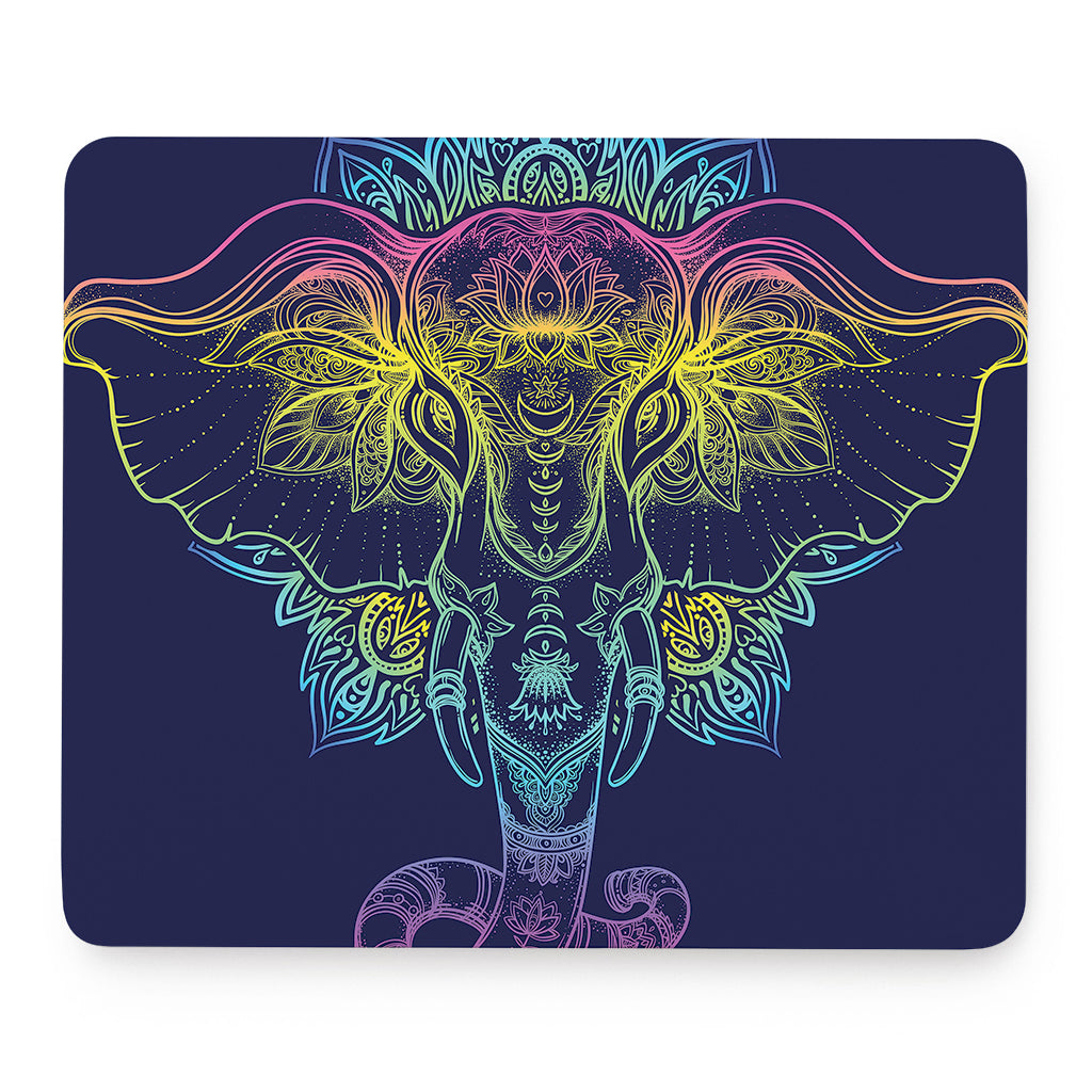 Rainbow Indian Elephant Print Mouse Pad