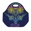 Rainbow Indian Elephant Print Neoprene Lunch Bag