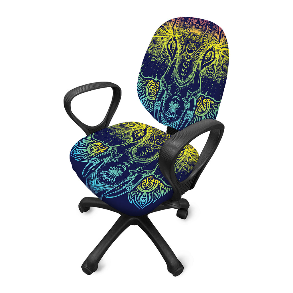 Rainbow Indian Elephant Print Office Chair Cover