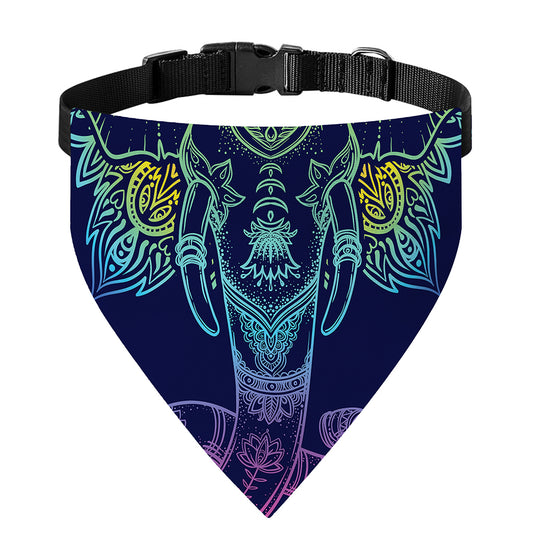 Rainbow Indian Elephant Print Over The Collar Dog Bandana