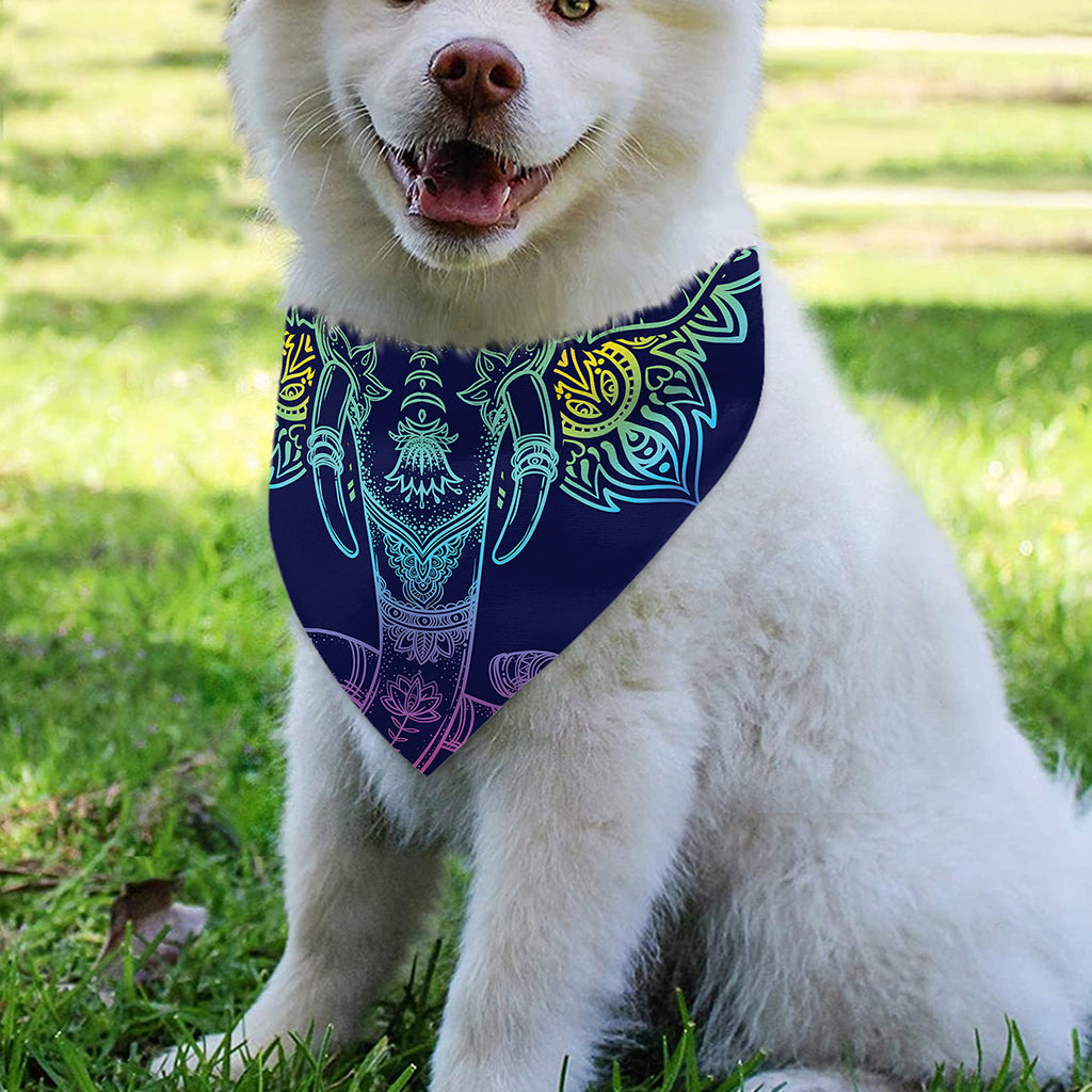 Rainbow Indian Elephant Print Over The Collar Dog Bandana
