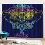 Rainbow Indian Elephant Print Pencil Pleat Curtains