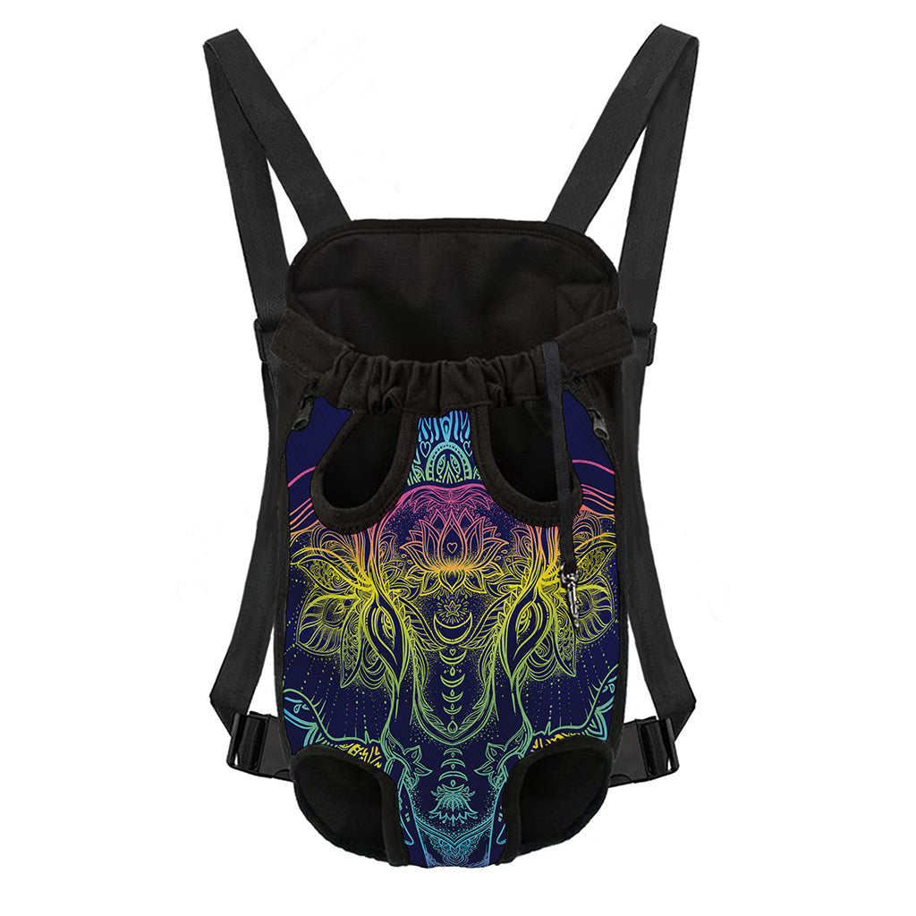 Rainbow Indian Elephant Print Pet Carrier Backpack