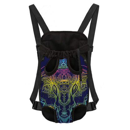 Rainbow Indian Elephant Print Pet Carrier Backpack