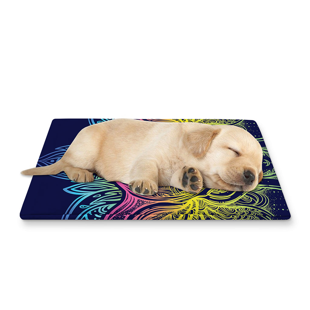 Rainbow Indian Elephant Print Pet Cooling Mat Cover