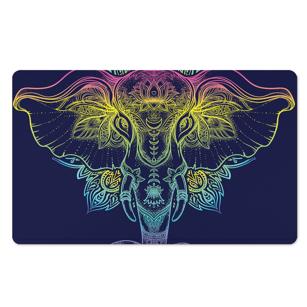 Rainbow Indian Elephant Print Polyester Doormat