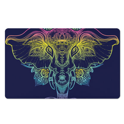 Rainbow Indian Elephant Print Polyester Doormat