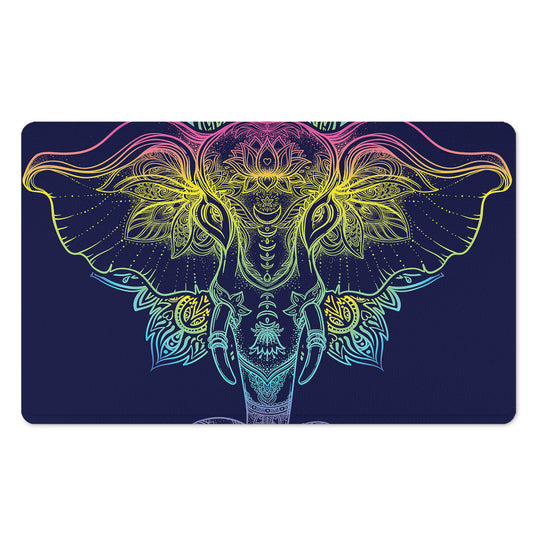 Rainbow Indian Elephant Print Polyester Doormat