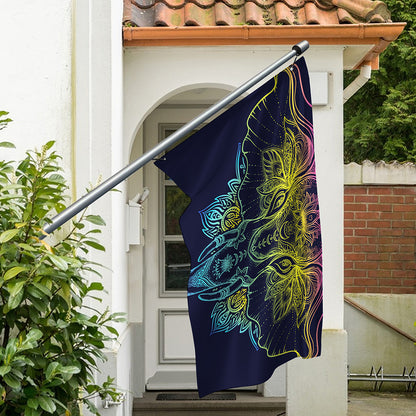Rainbow Indian Elephant Print Polyester Flag