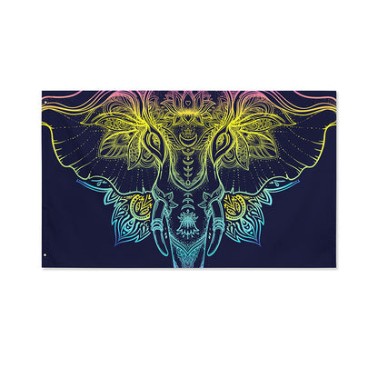Rainbow Indian Elephant Print Polyester Flag