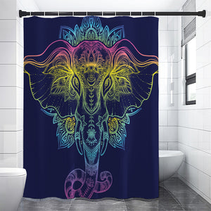 Rainbow Indian Elephant Print Premium Shower Curtain