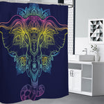 Rainbow Indian Elephant Print Premium Shower Curtain