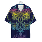 Rainbow Indian Elephant Print Rayon Hawaiian Shirt