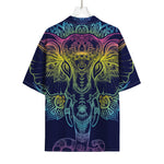 Rainbow Indian Elephant Print Rayon Hawaiian Shirt
