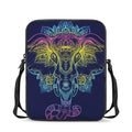 Rainbow Indian Elephant Print Rectangular Crossbody Bag