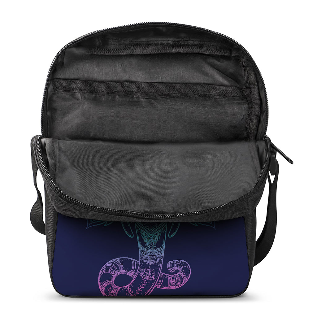 Rainbow Indian Elephant Print Rectangular Crossbody Bag